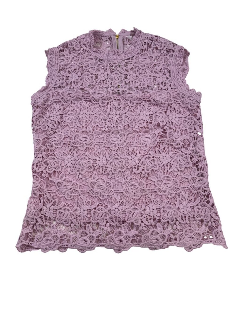 Nanette Lepore Sleeveless Crochet Lace Top purple Back-Zip Women’s S (HH685)